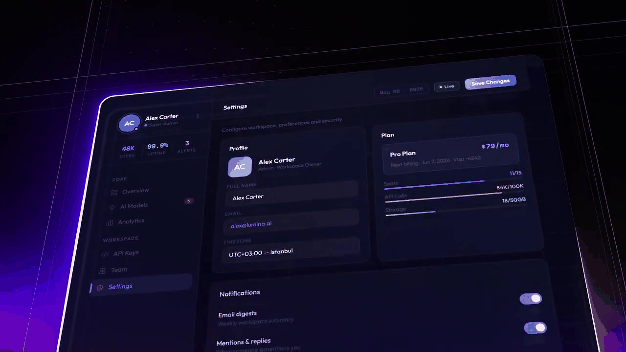 Product interface motion frame